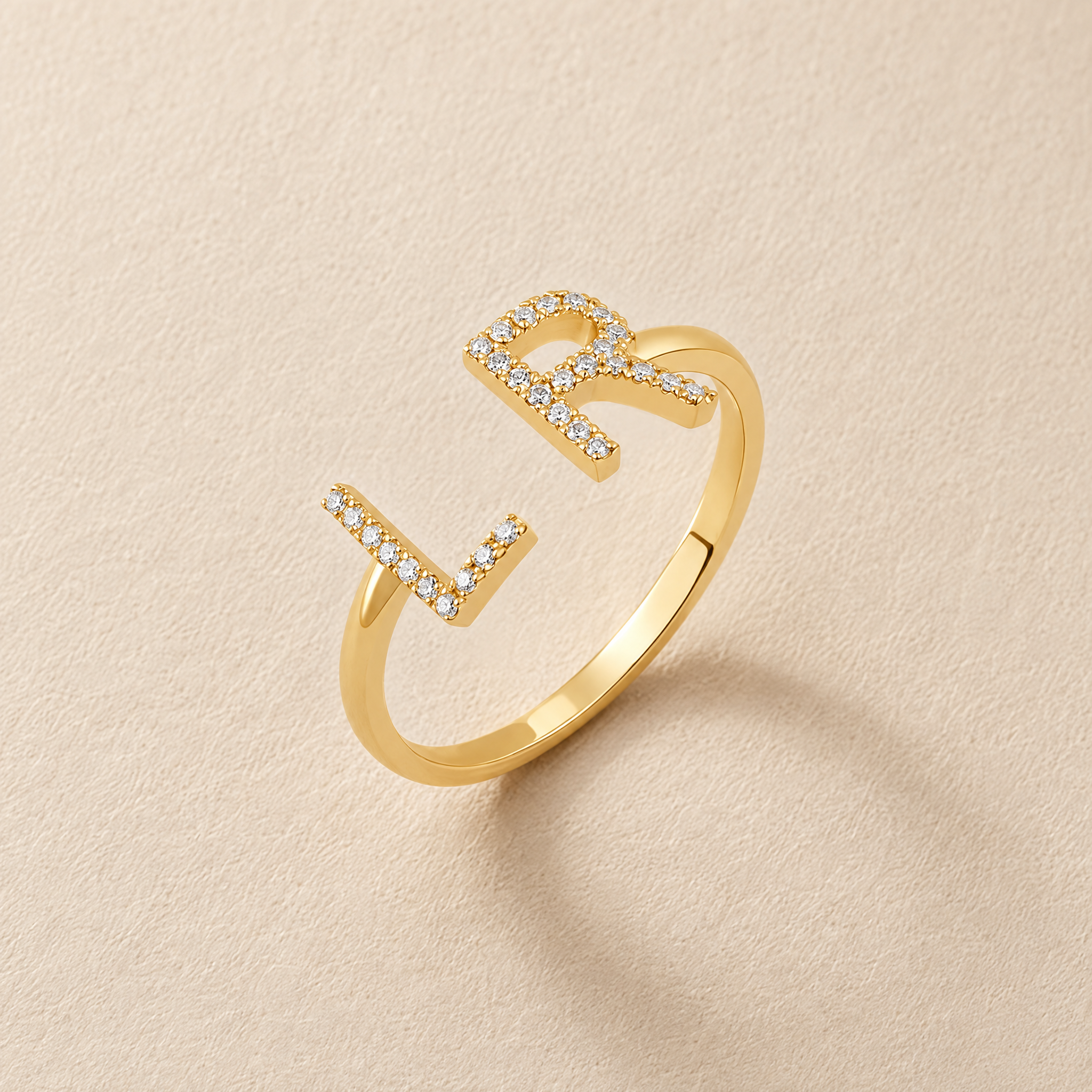 Diamond Initials Cuff Ring