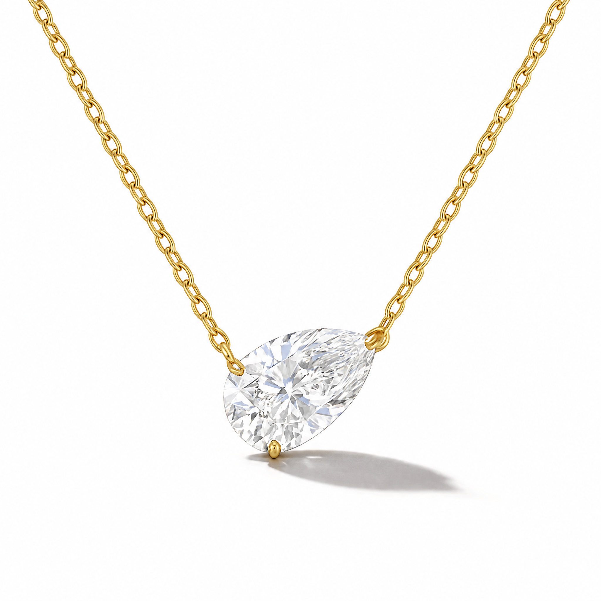 3ct Sideway Pear Cut Necklace