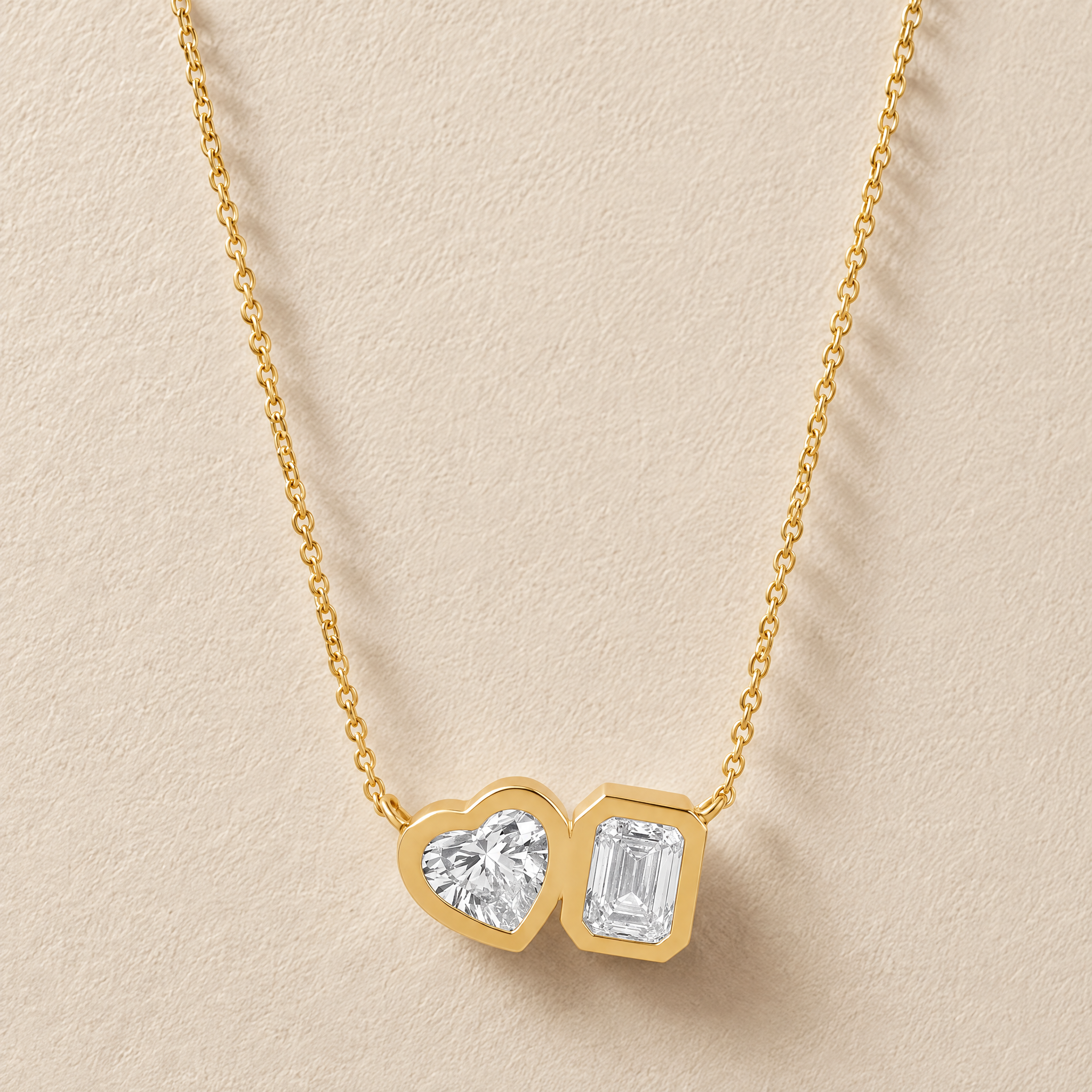 Bezel Set Toi-et-Moi Lab Diamond Necklace - IGI Certified