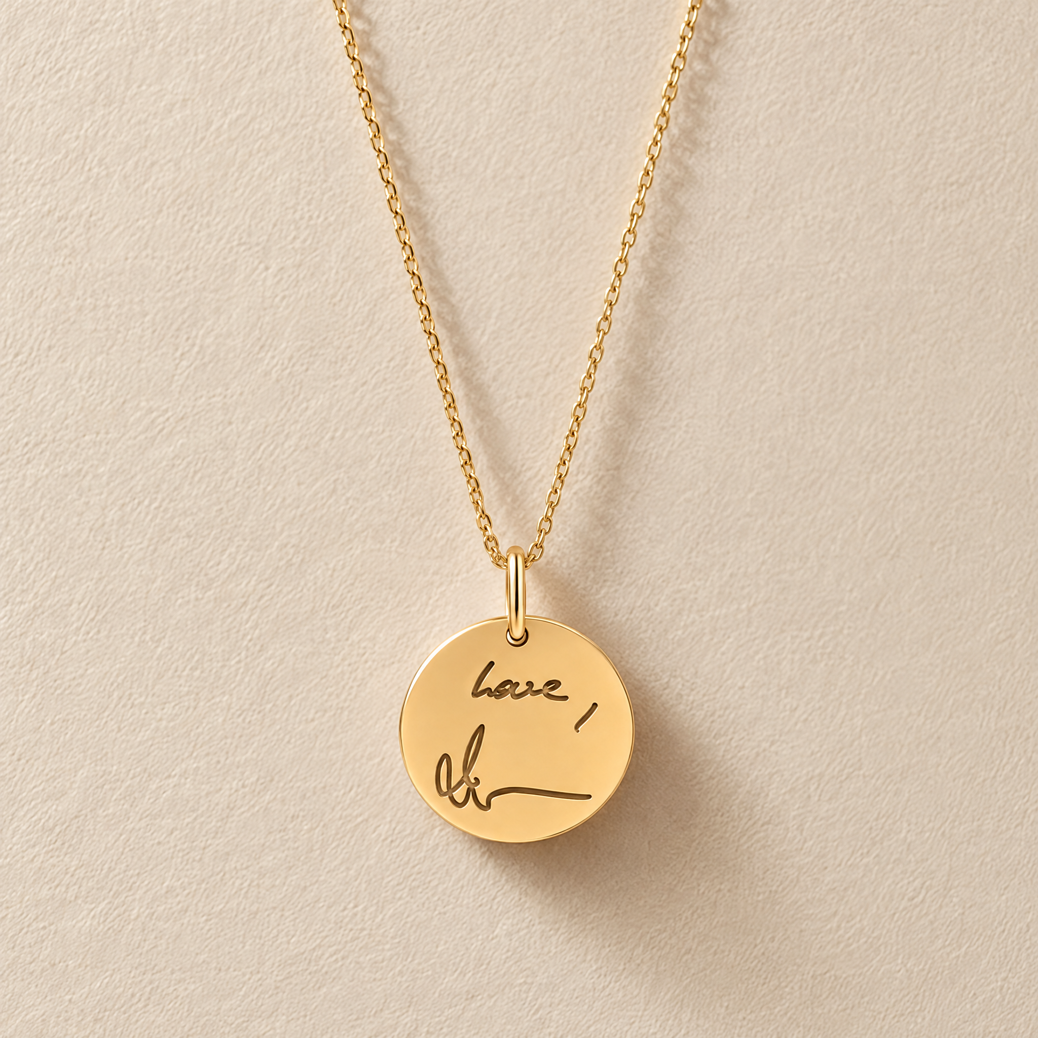 Custom Handwriting Disc Necklace