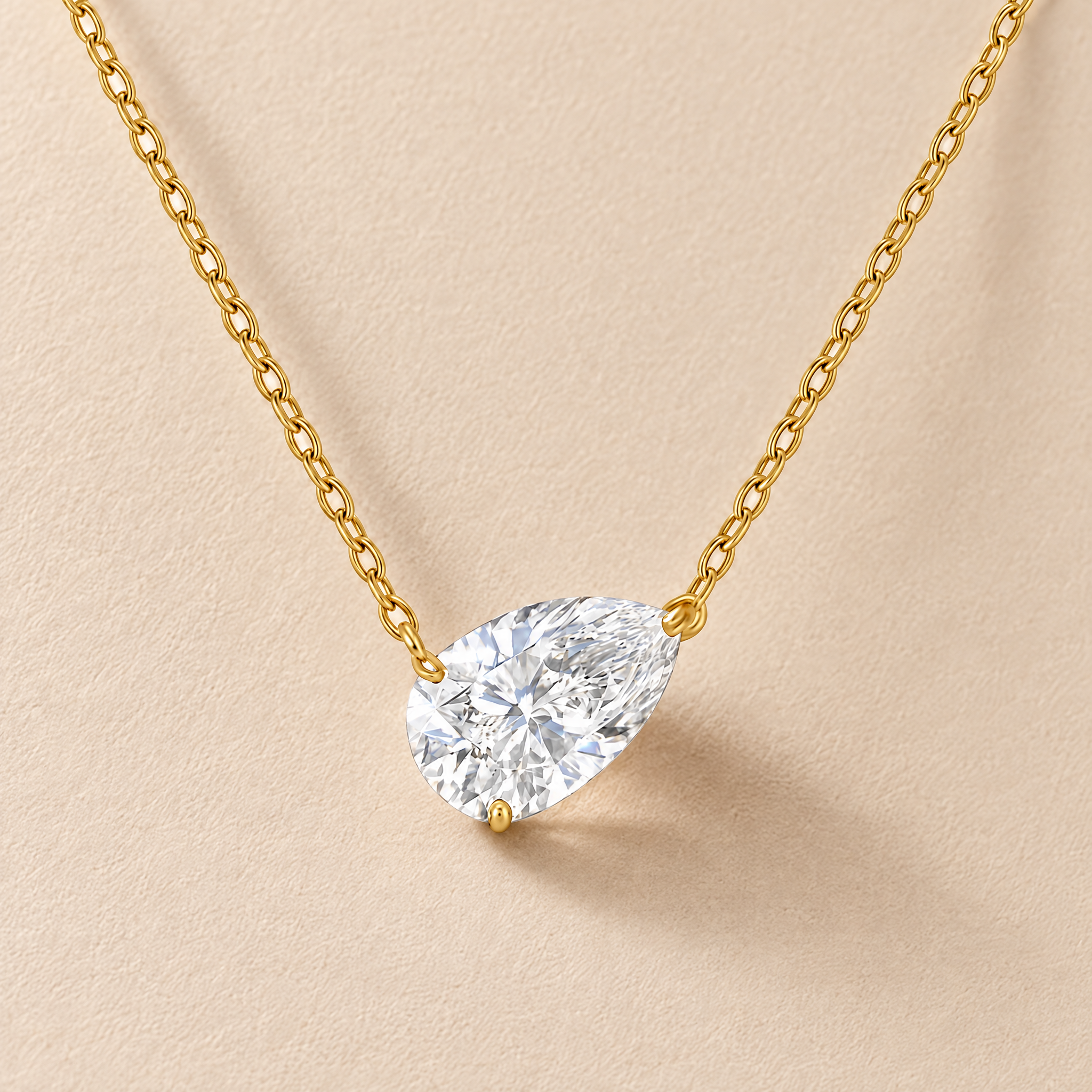 3ct Sideway Pear Cut Necklace
