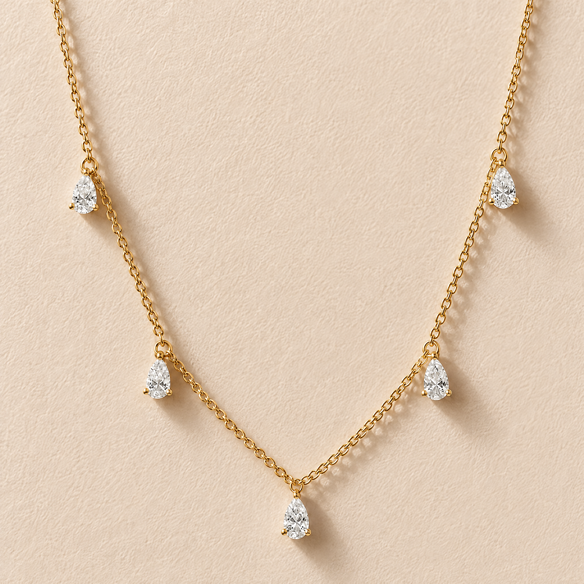 Floating Diamond Pear Necklace