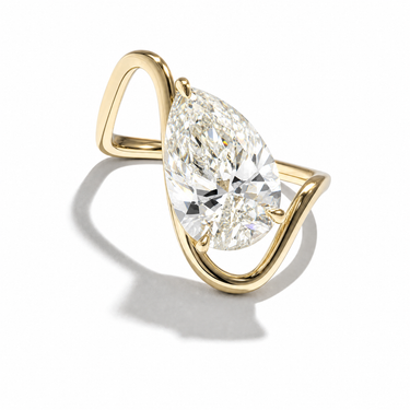 3.03ct Pear Lab Diamond Big Wave Ring (IGI Certified)
