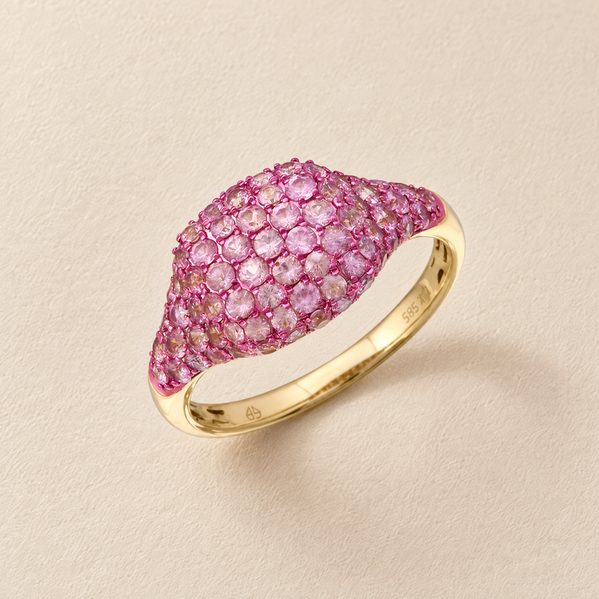 Gemstone Pave Signet Ring