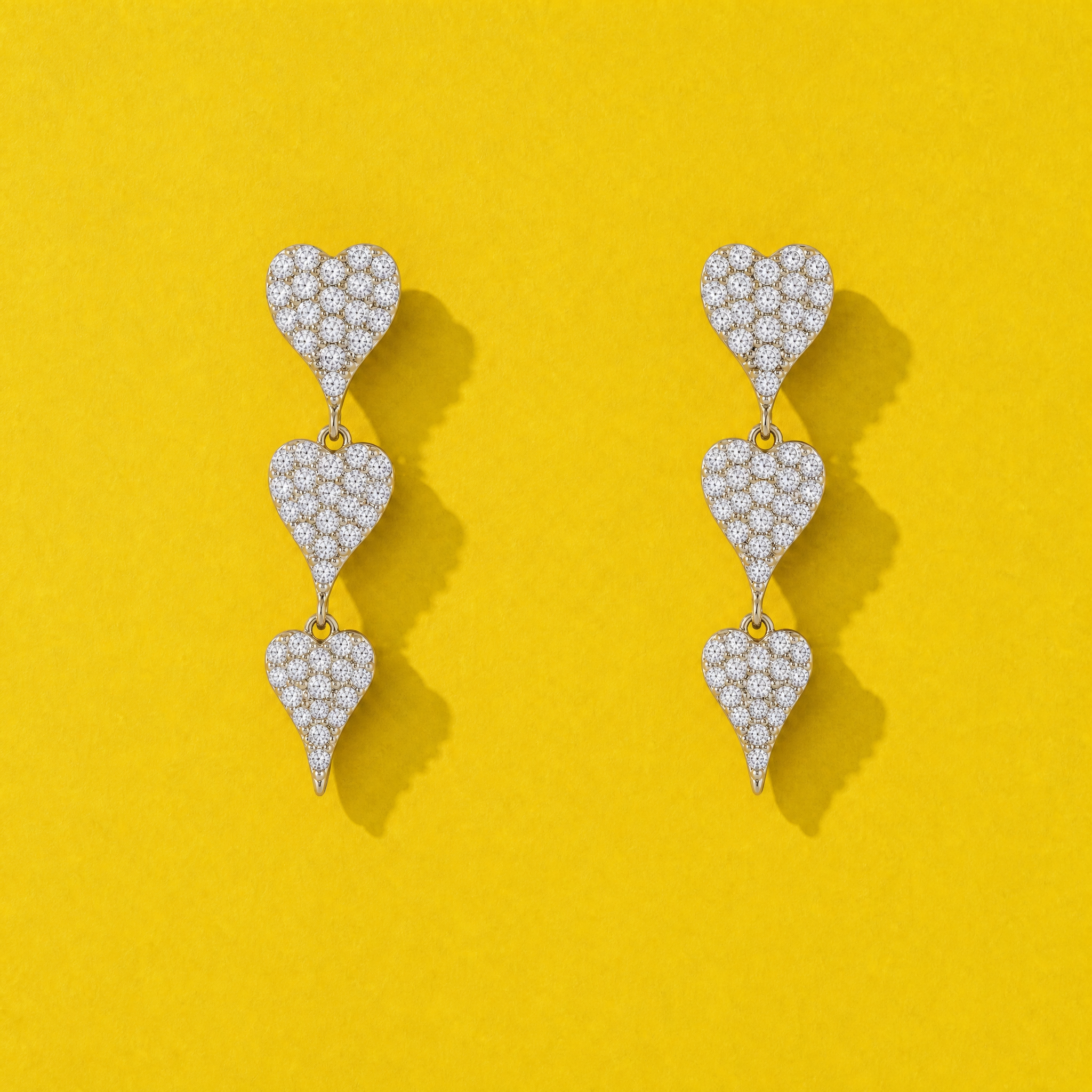 Natural Trio Heart Earrings