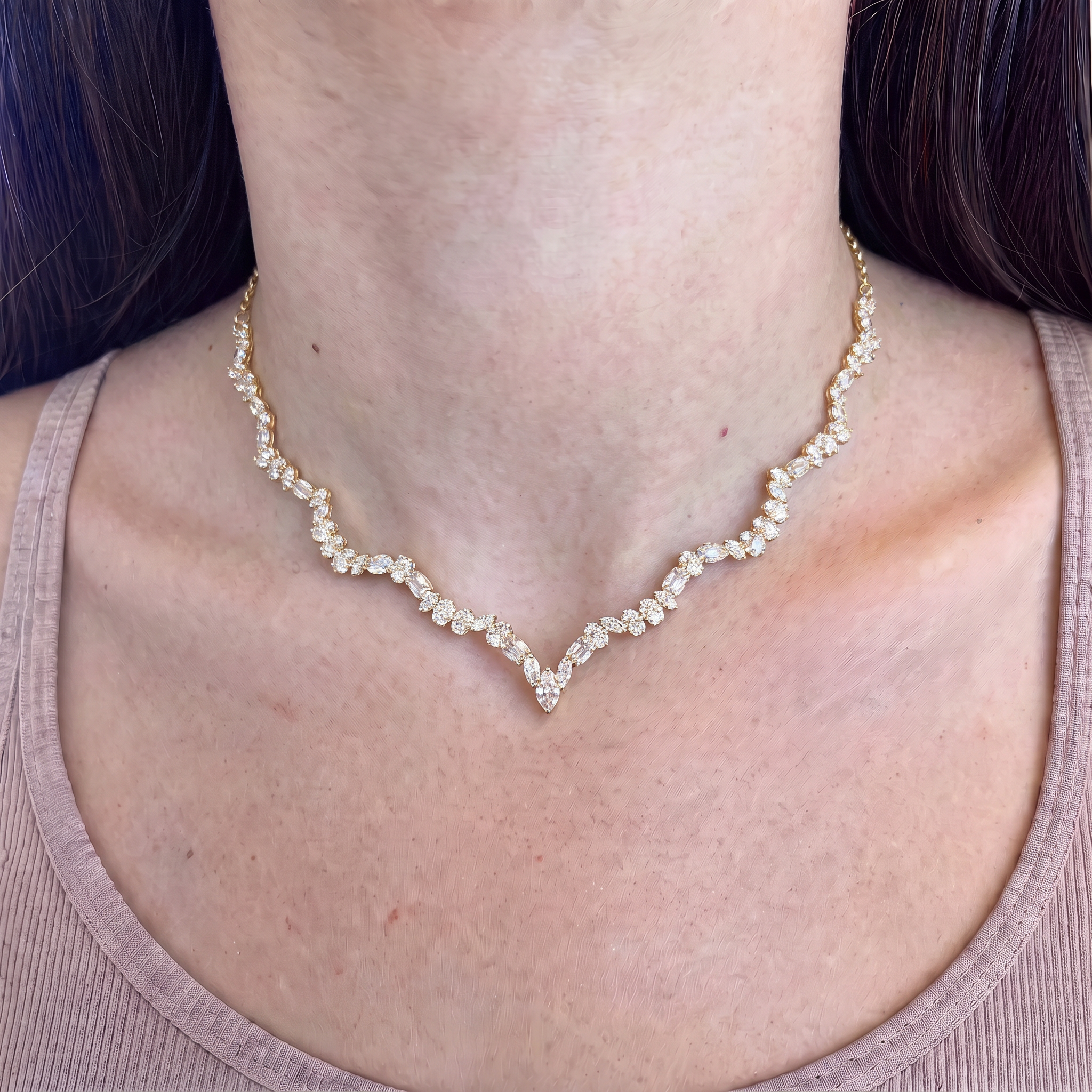 Multishape Wavy Tennis Necklace