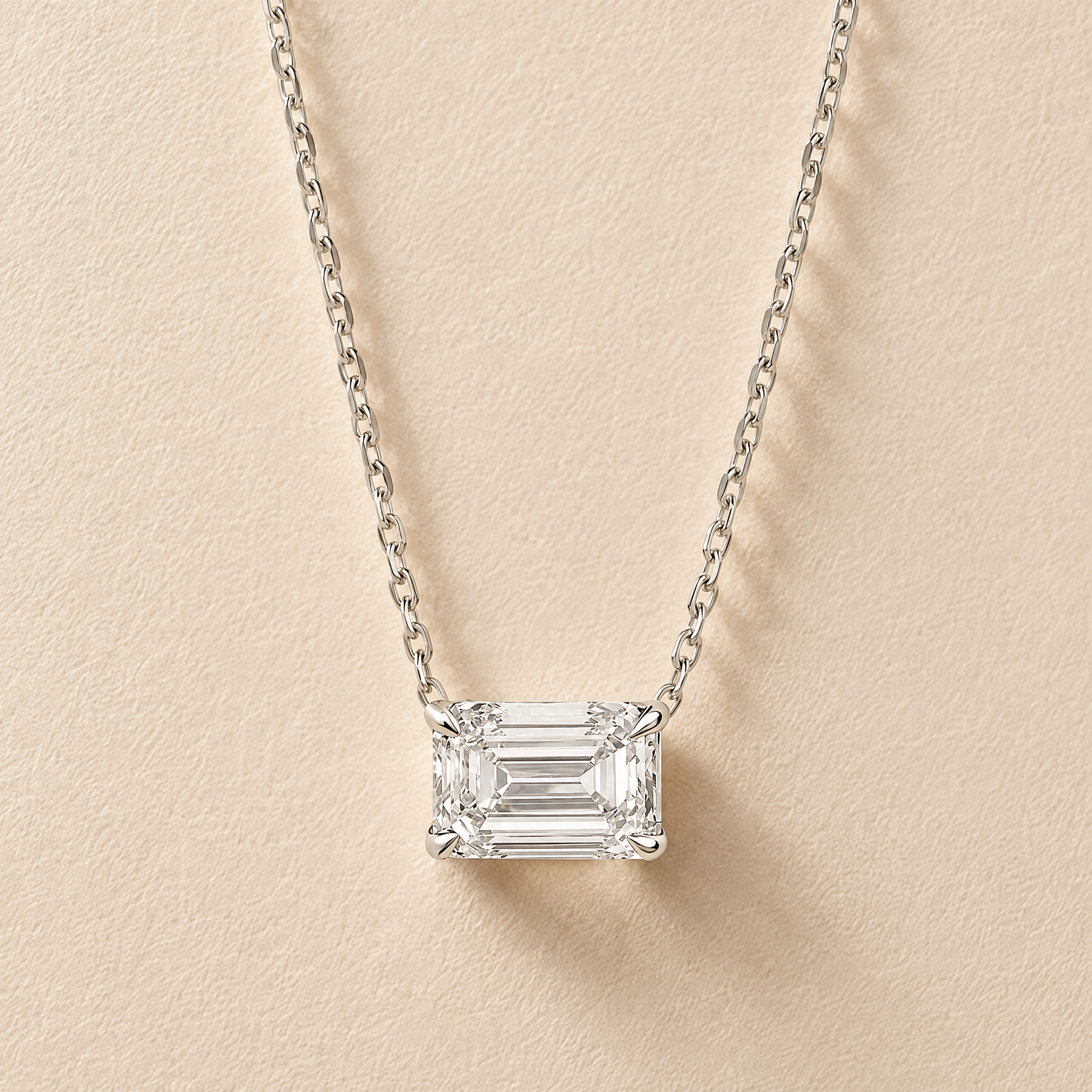 1ct Lab Diamond Emerald Cut Solitaire Necklace