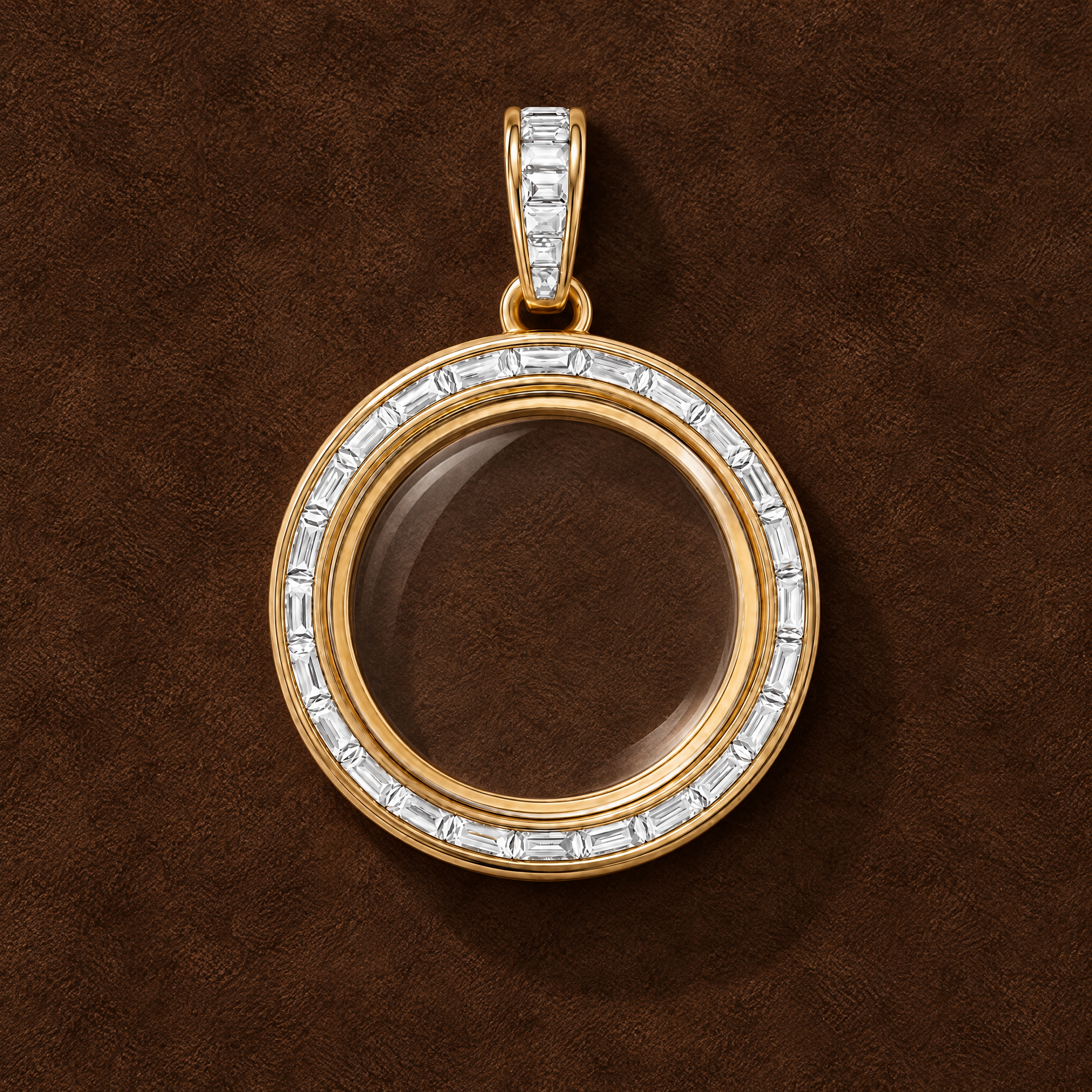 Charlotte Lab Diamond Round Glass Charm Locket