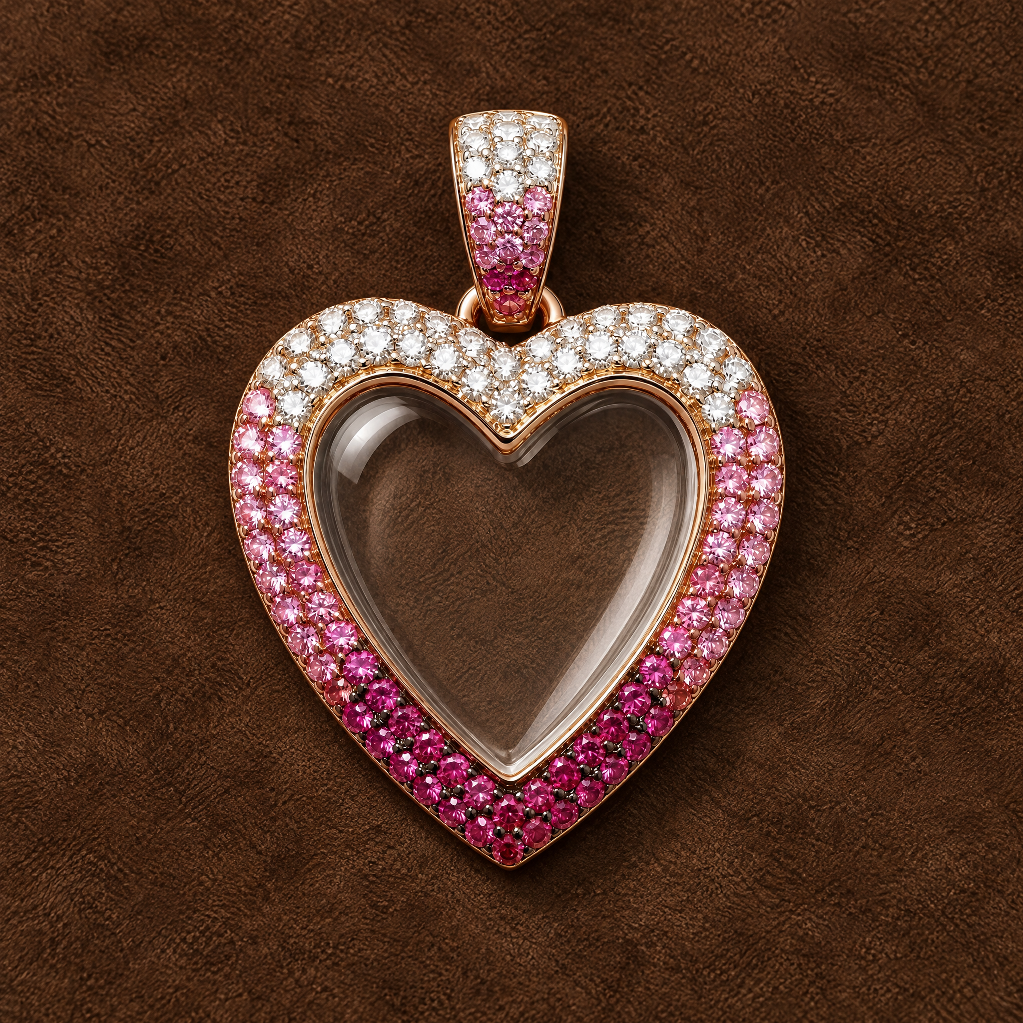 Ombre Gem Heart Glass Charm Locket