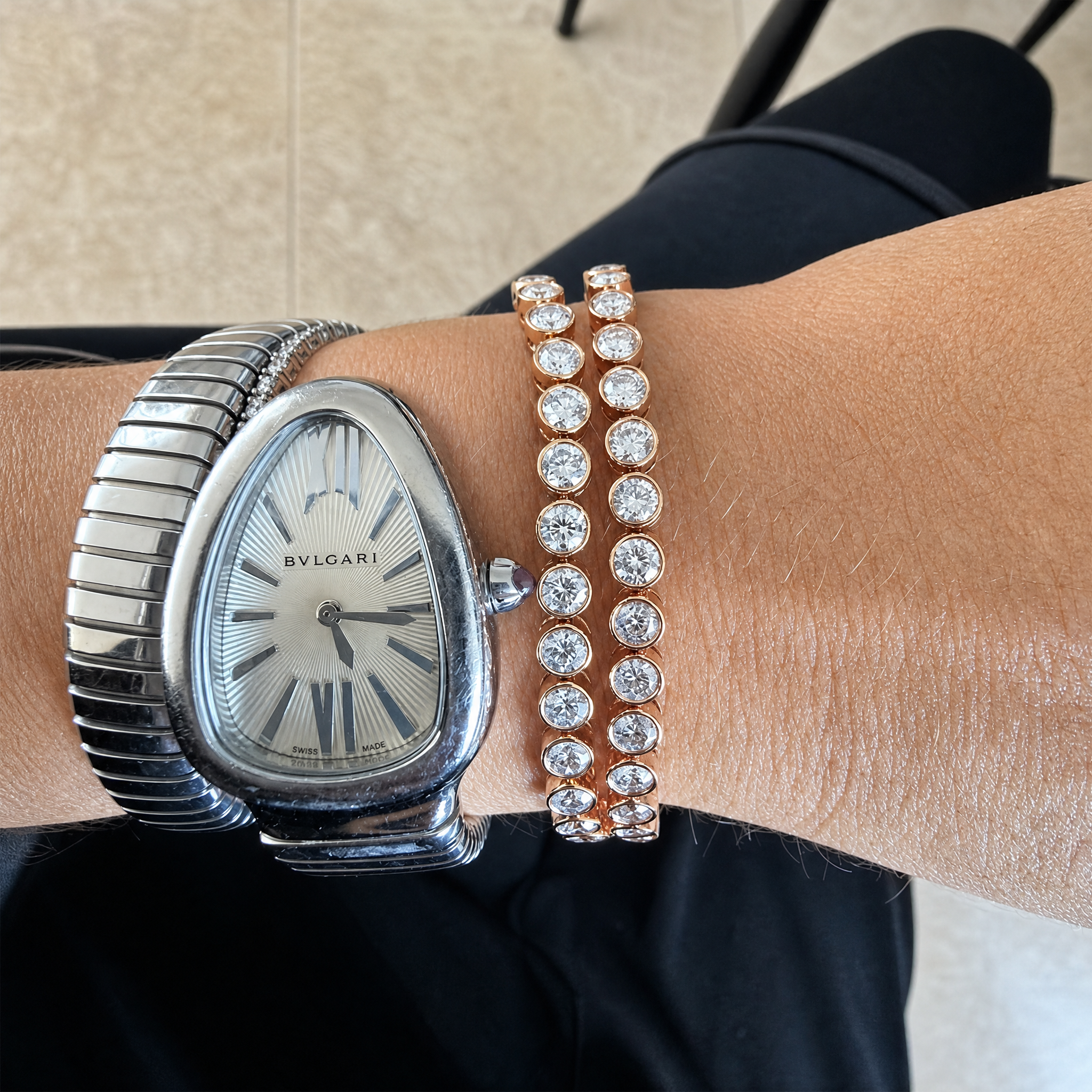 Rose Bezel Tennis Bracelet