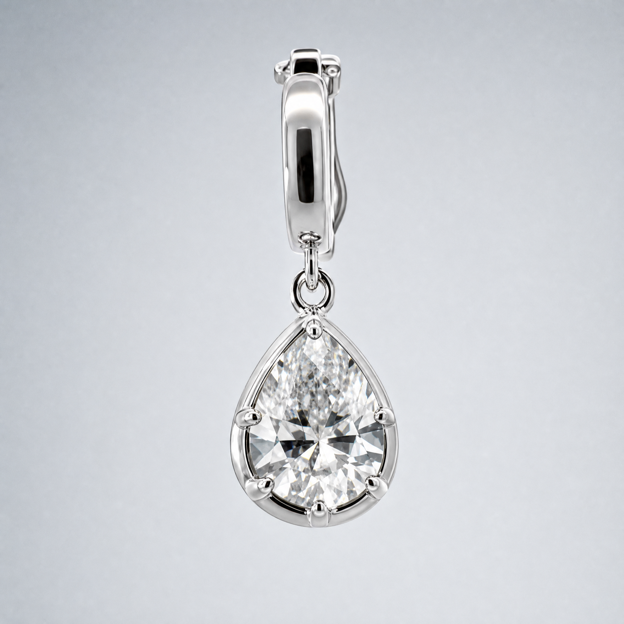 1ct Pear Diamond Charm / White Gold