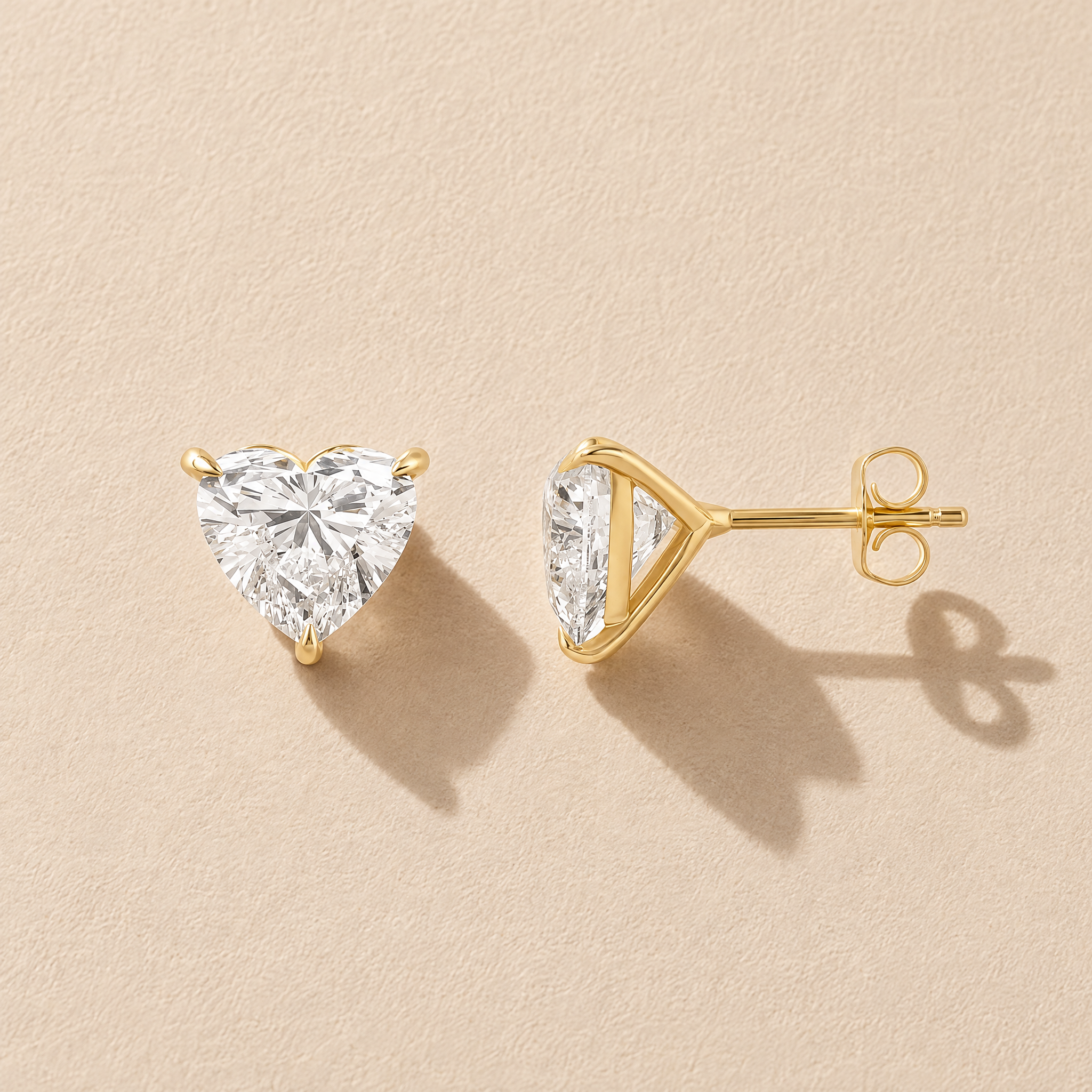 4ctw Heart Lab Diamond Studs (PAIR) - IGI Certified