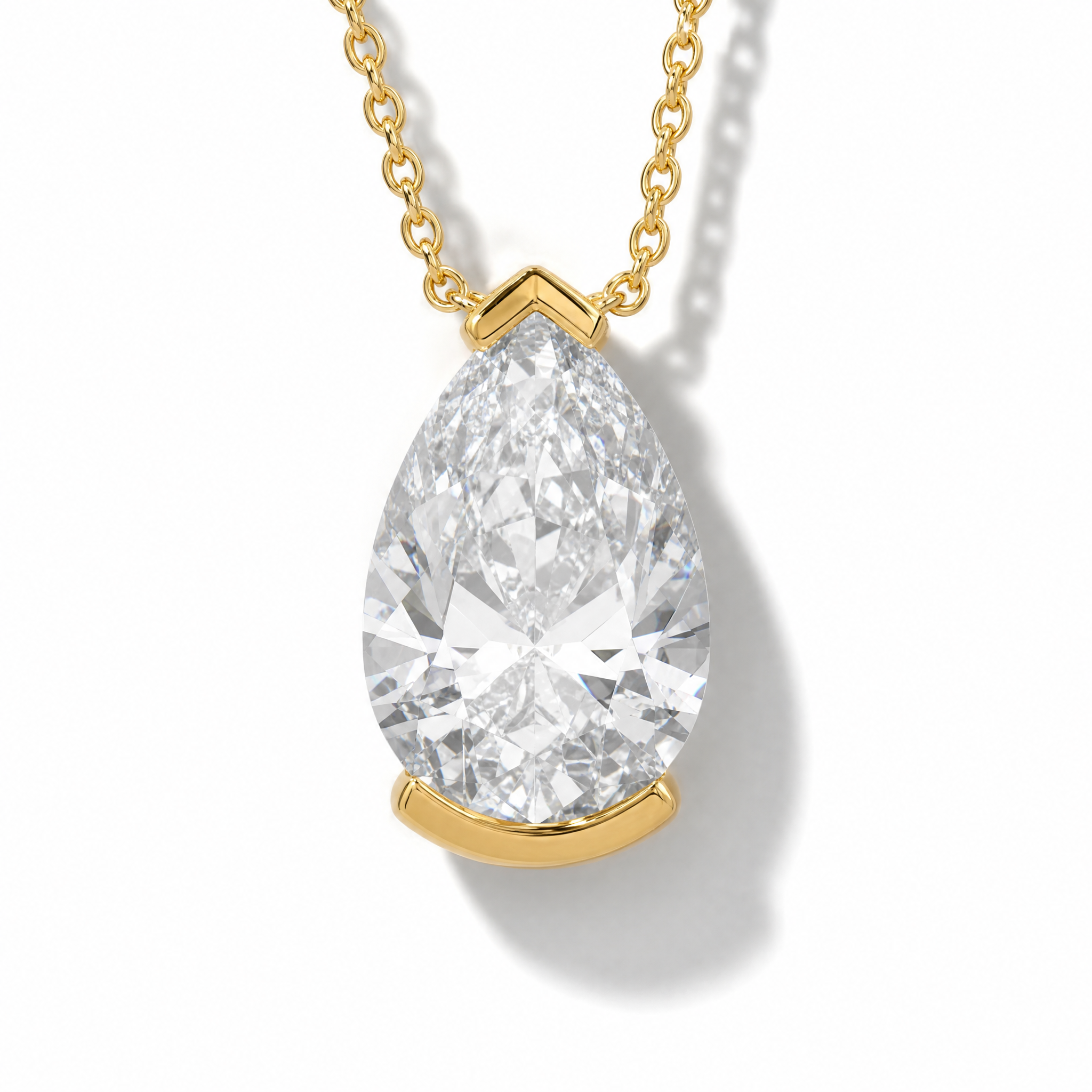 3.03ct Pear Lab Diamond Half Bezel Necklace