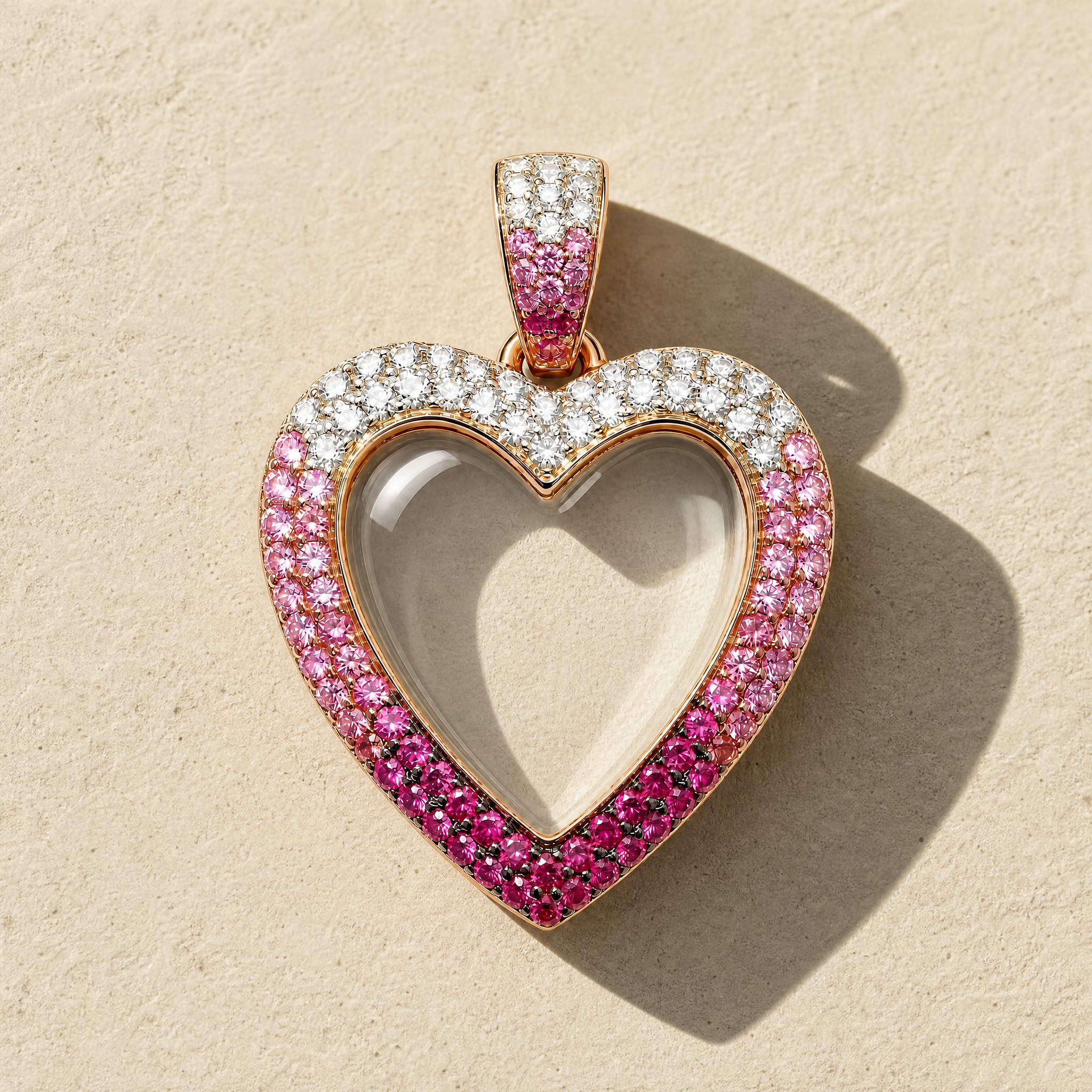 Ombre Lab Diamond Round Glass Charm Locket