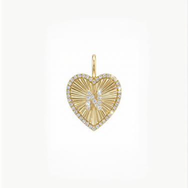 Diamond Initial Fluted Heart Charm