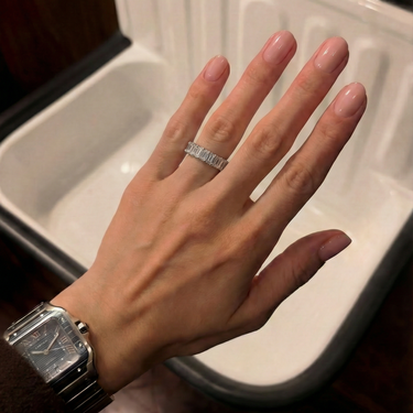 Half Way Emerald Cut Lab Diamond Band