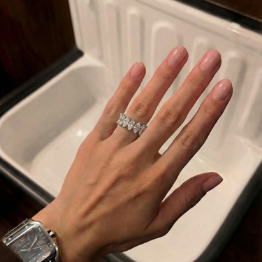 Half Way Marquise Cut Lab Diamond Band