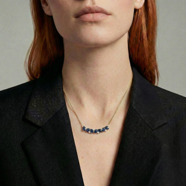 Blue Sapphire and Natural Diamond Necklace