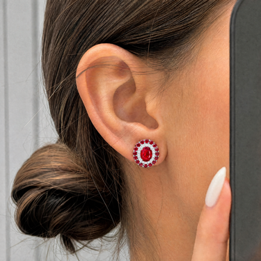 Natural Ruby and Diamond Button Studs