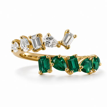 Natural Diamond and Emerald Multishape Ring