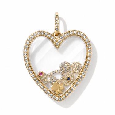 Diamond Heart Glass Charm Locket