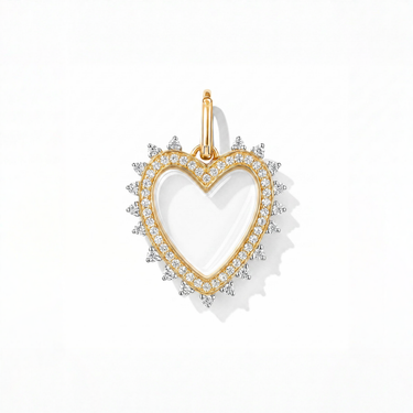 Diamond Mini Spike Heart Glass Charm Locket