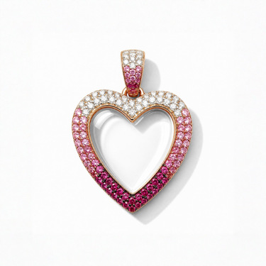 Ombre Lab Diamond Round Glass Charm Locket