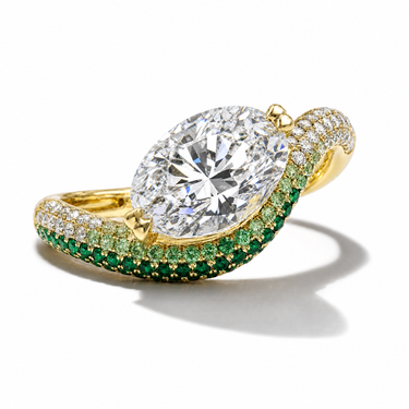 3.05ct Oval Lab Diamond Ombre Ring (IGI Certified)