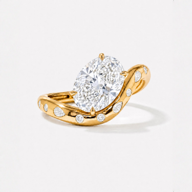 3.04ct Oval Lab Diamond Inlay Solid Wave Ring (IGI Certified)