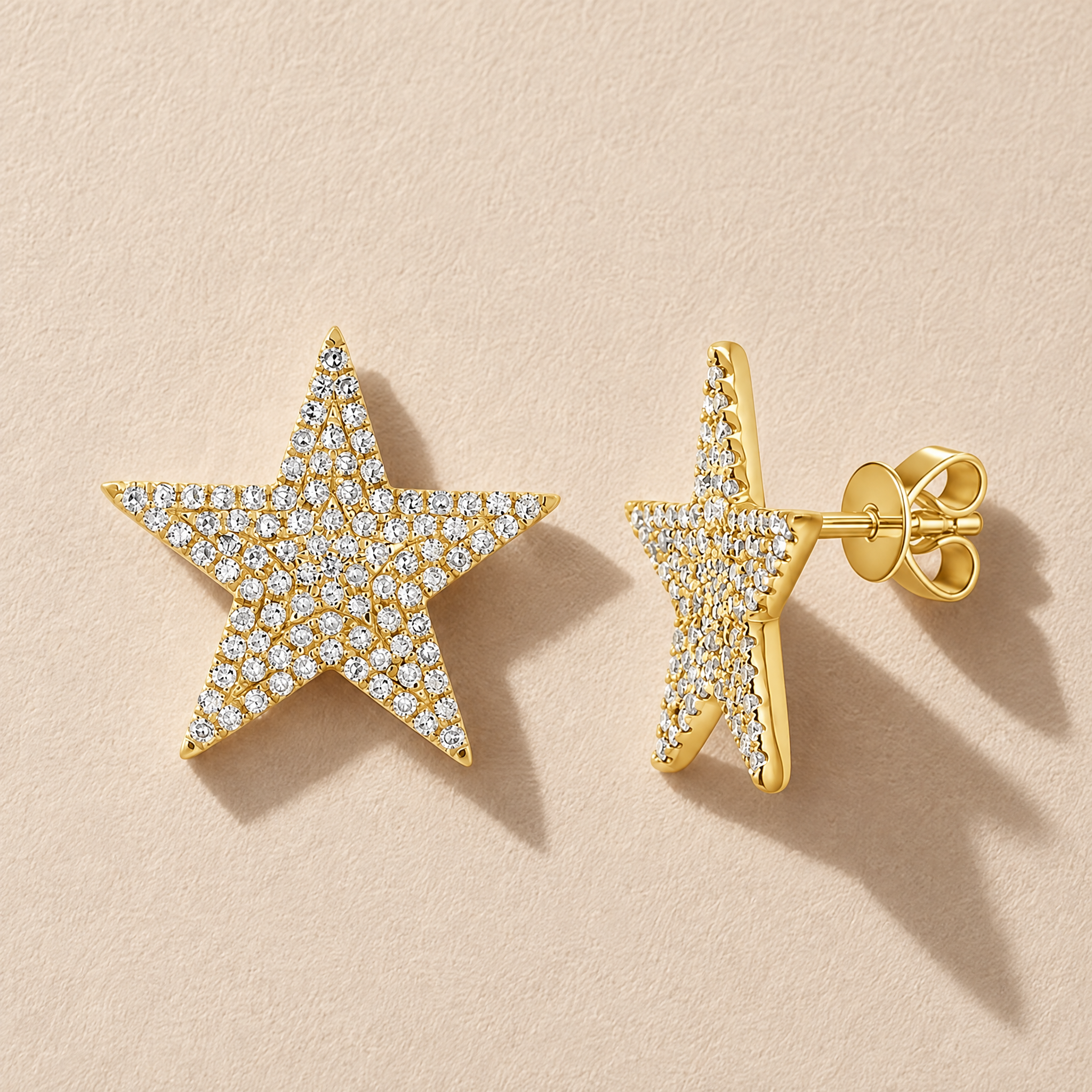 Jumbo Diamond Star Stud Earrings