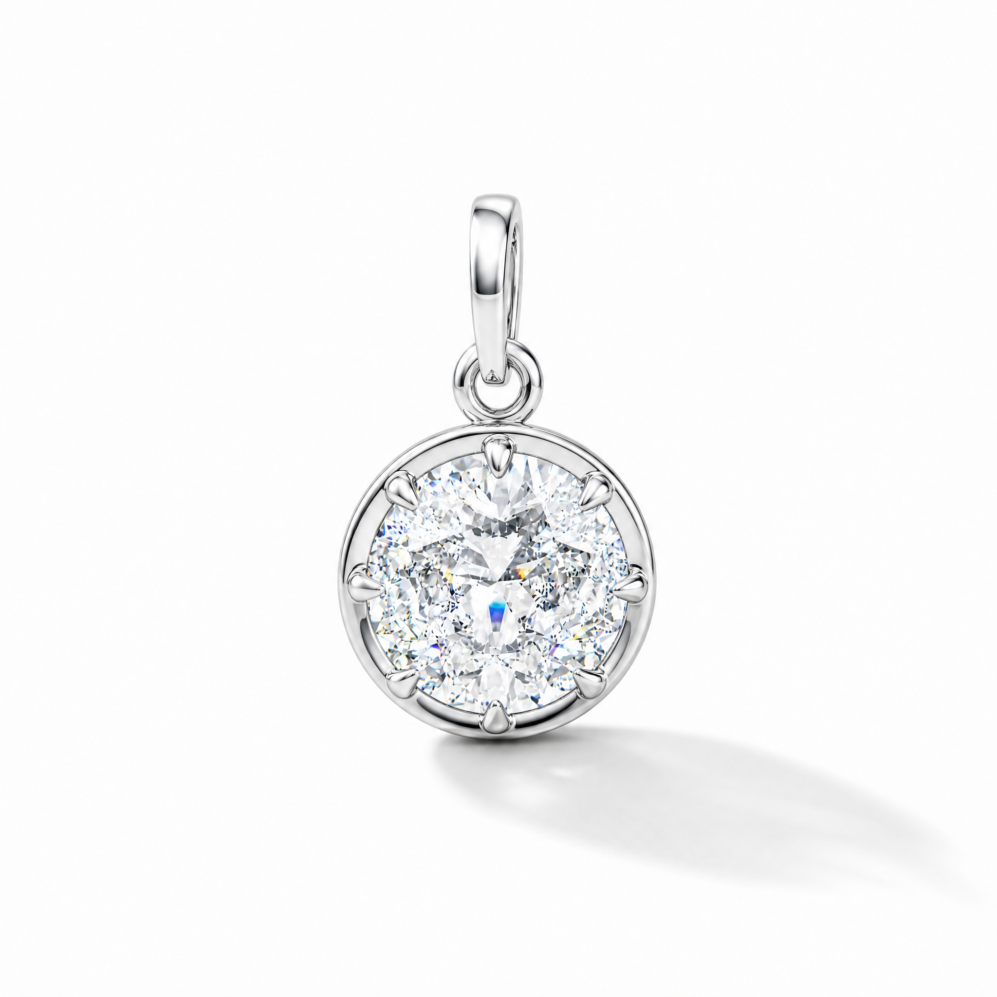 1ct Round Diamond Charm / White Gold