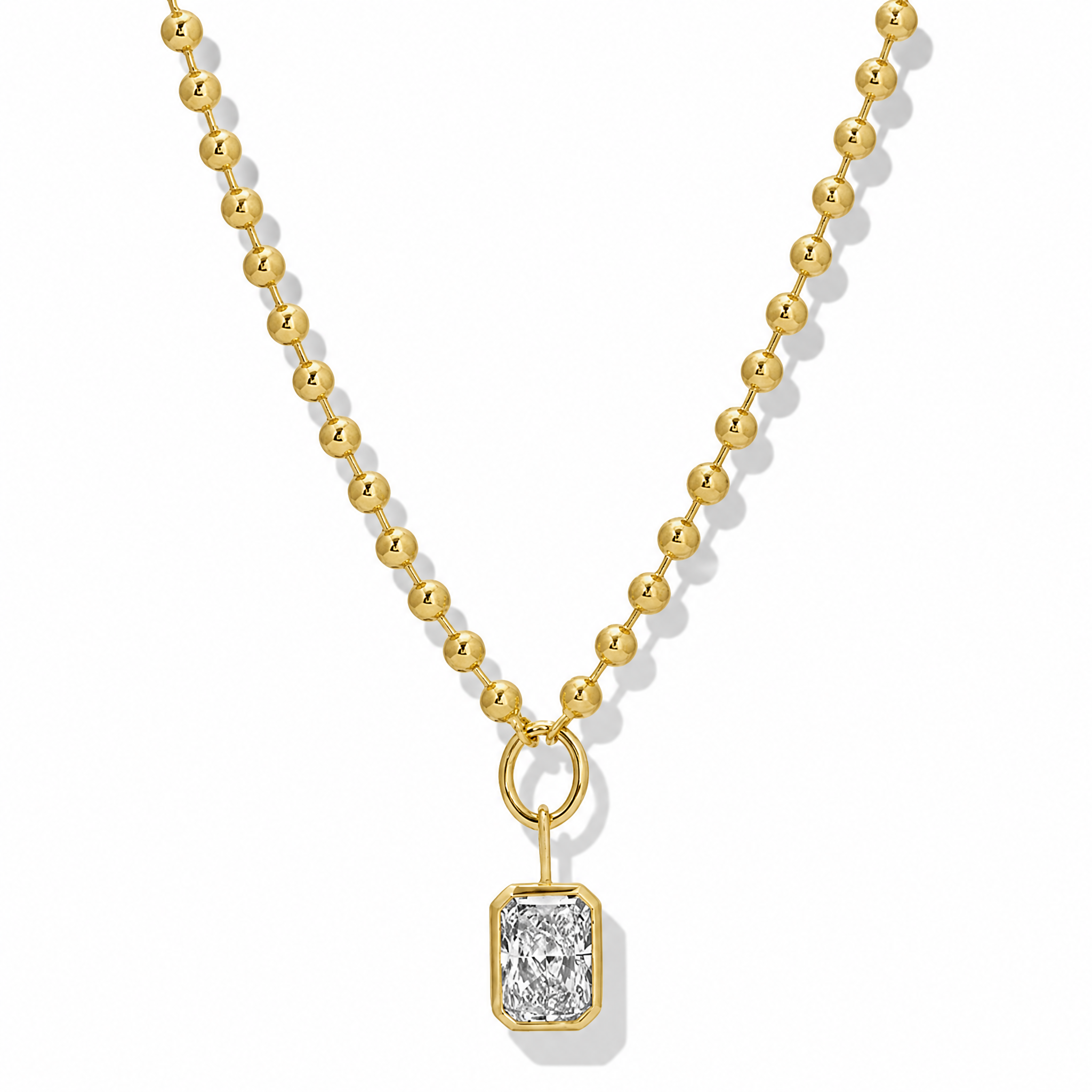 Ball Chain Necklace with 1ct Diamond Charm