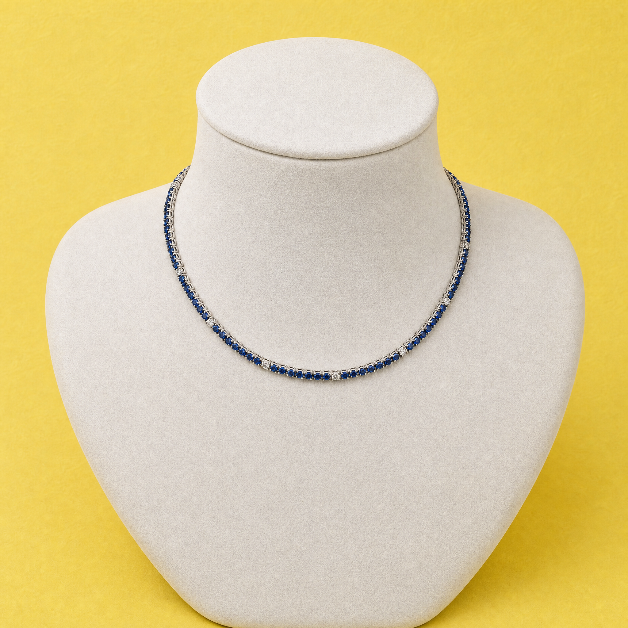 3.69ct Natural Blue Sapphire and Diamond Adjustable Bolo Choker