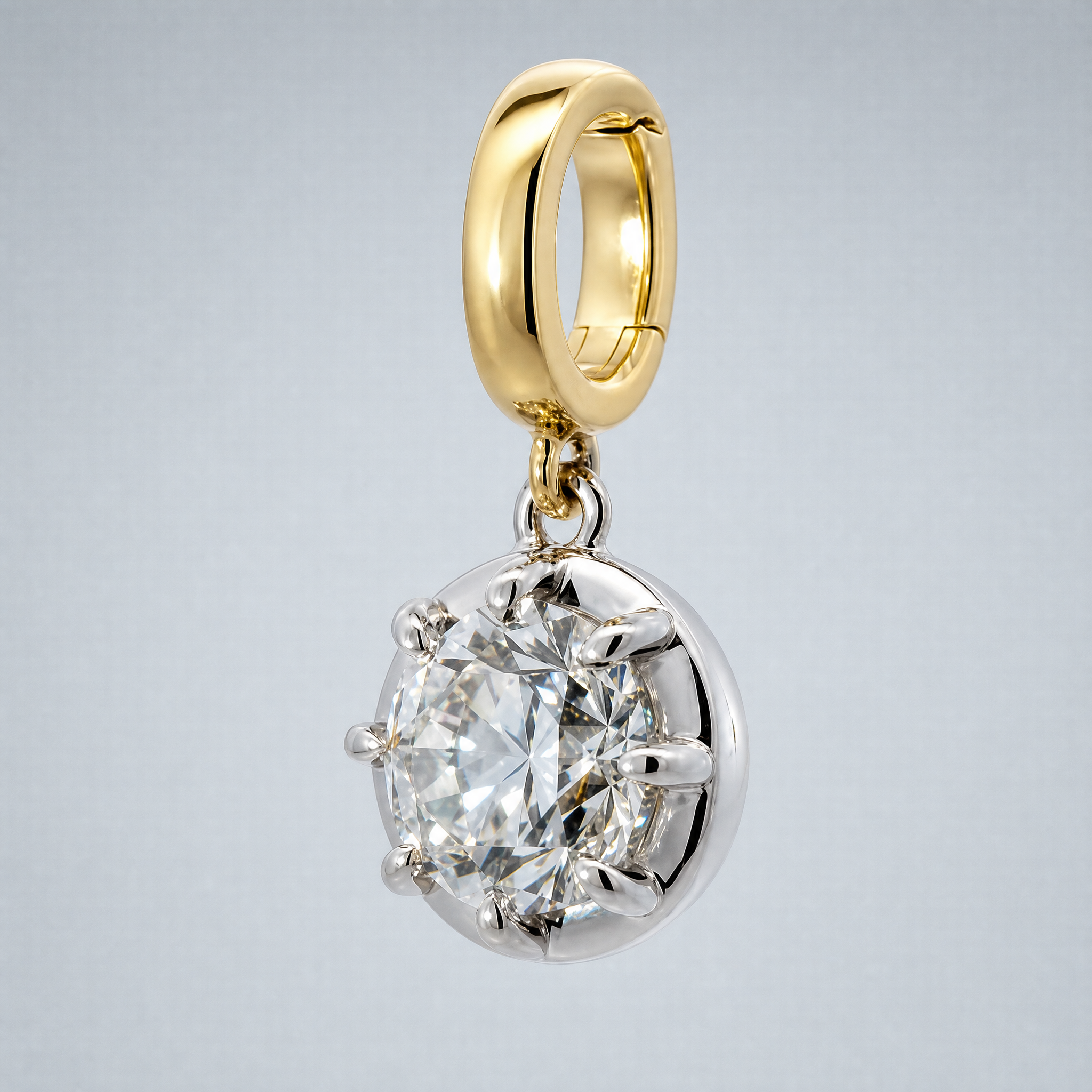 1ct Round Diamond Charm / Two Tone Gold