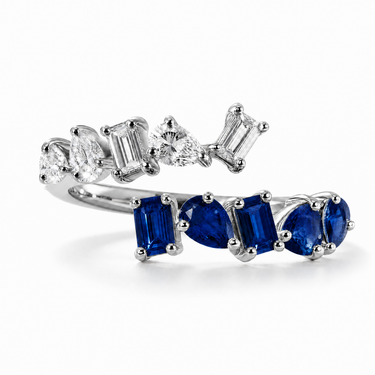 Natural Diamond and Sapphire Multishape Ring