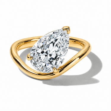 3.05ct Pear Lab Diamond Thin Solid Wave Ring (IGI Certified)