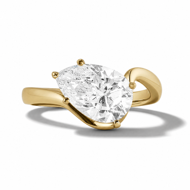 3.01ct Pear Lab Diamond Solid Wave Ring (IGI Certified)