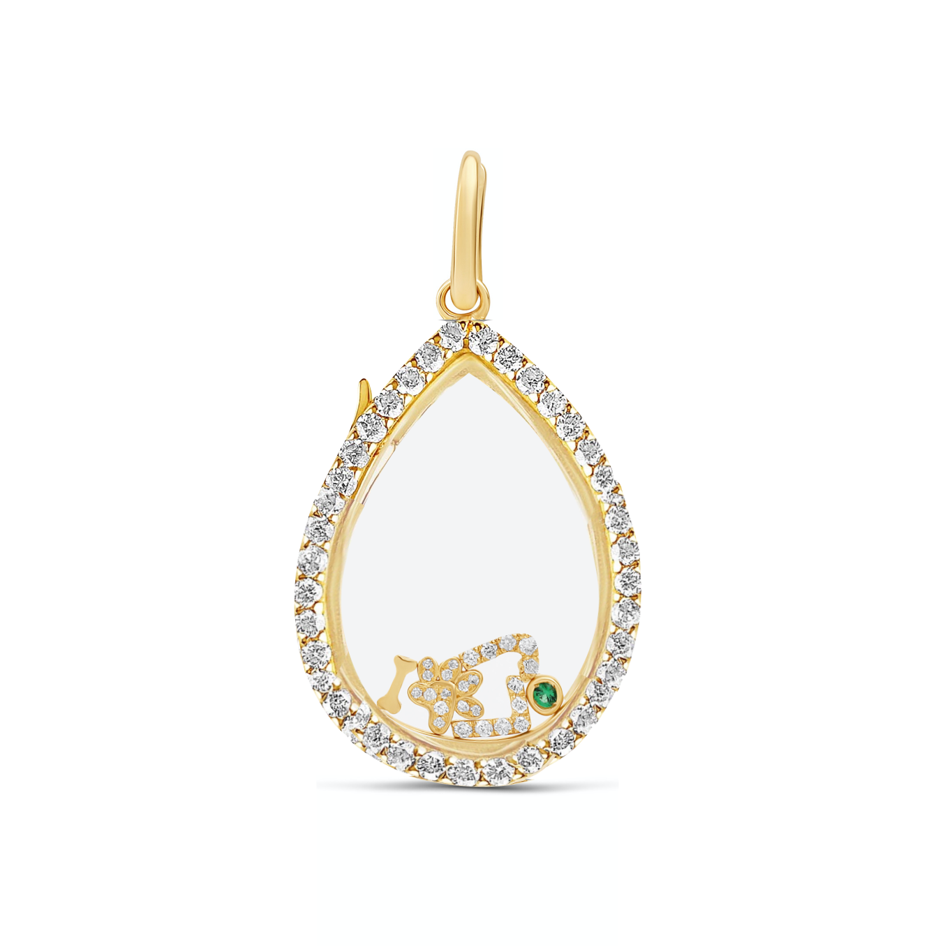 Diamond TearDrop Glass Charm Locket