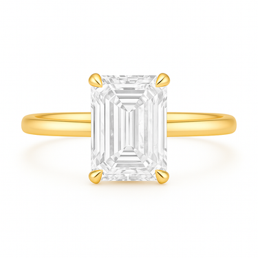Emerald Cut Lab Diamond on Thin Solid Band Ring - IGI Certified
