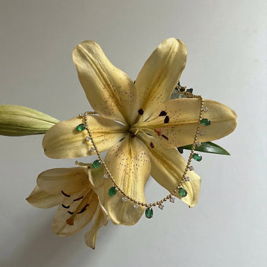 Natural Diamond and Emerald Dangling Necklace