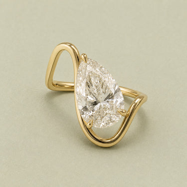 3.03ct Pear Lab Diamond Big Wave Ring (IGI Certified)
