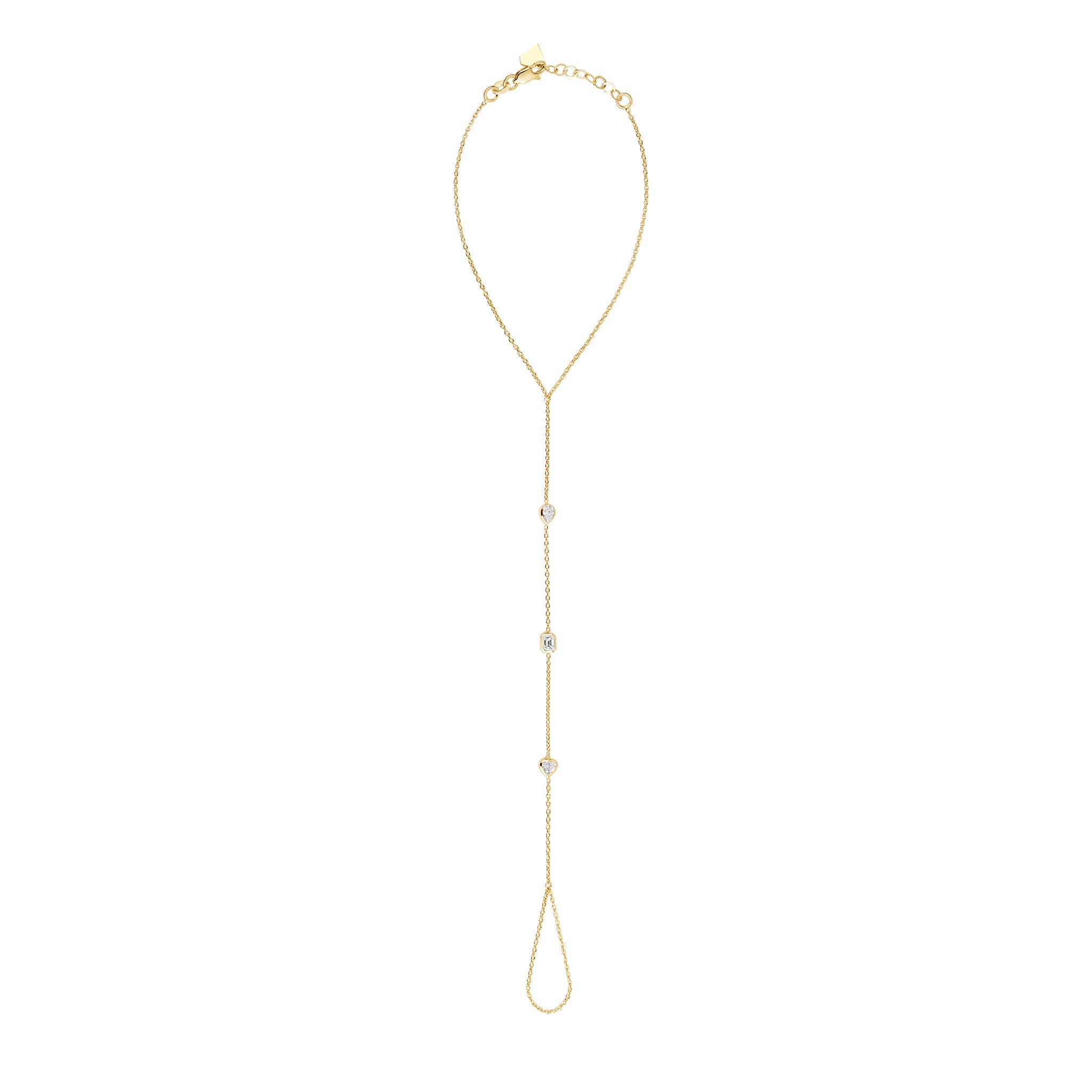 Multiple Fancy Shape Bezels Hand Chain Bracelet