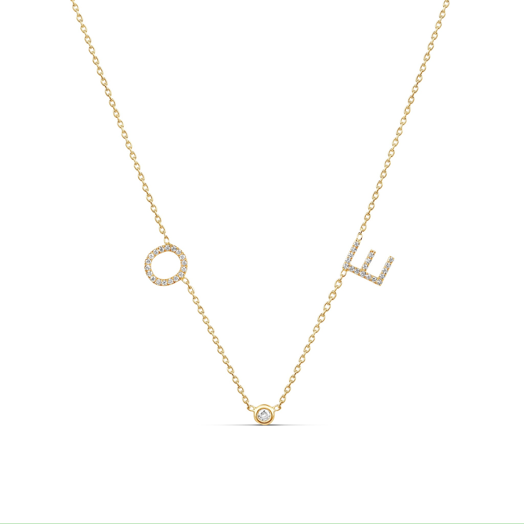 Diamond Couple's Initials and Charm Necklace