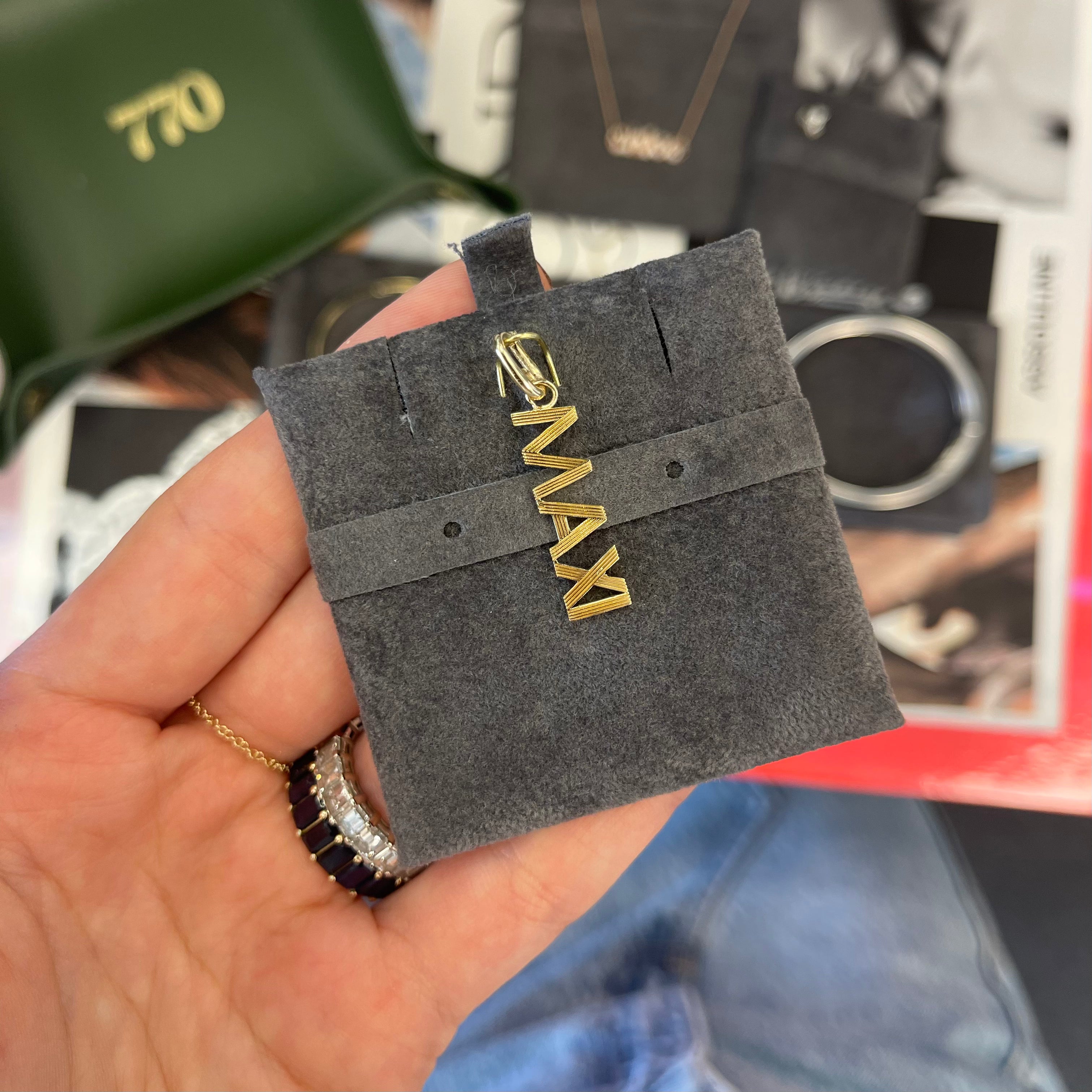 Fluted Finish Name Charm