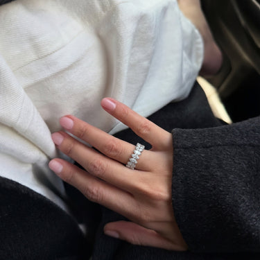 Half Way Marquise Cut Lab Diamond Band