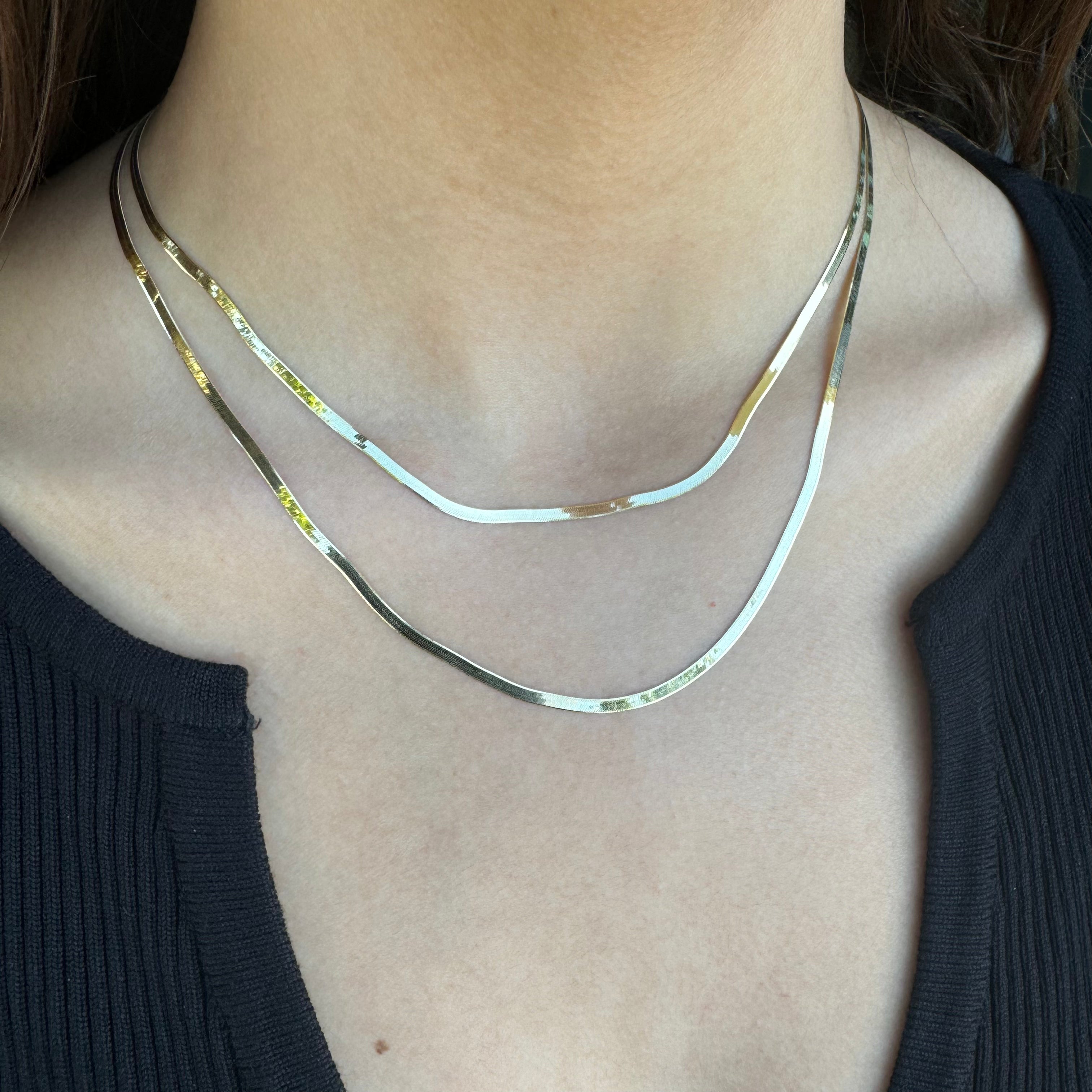 2mm Herringbone Chain Necklace