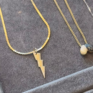 Small Pave Outline Large Lightbolt Charm