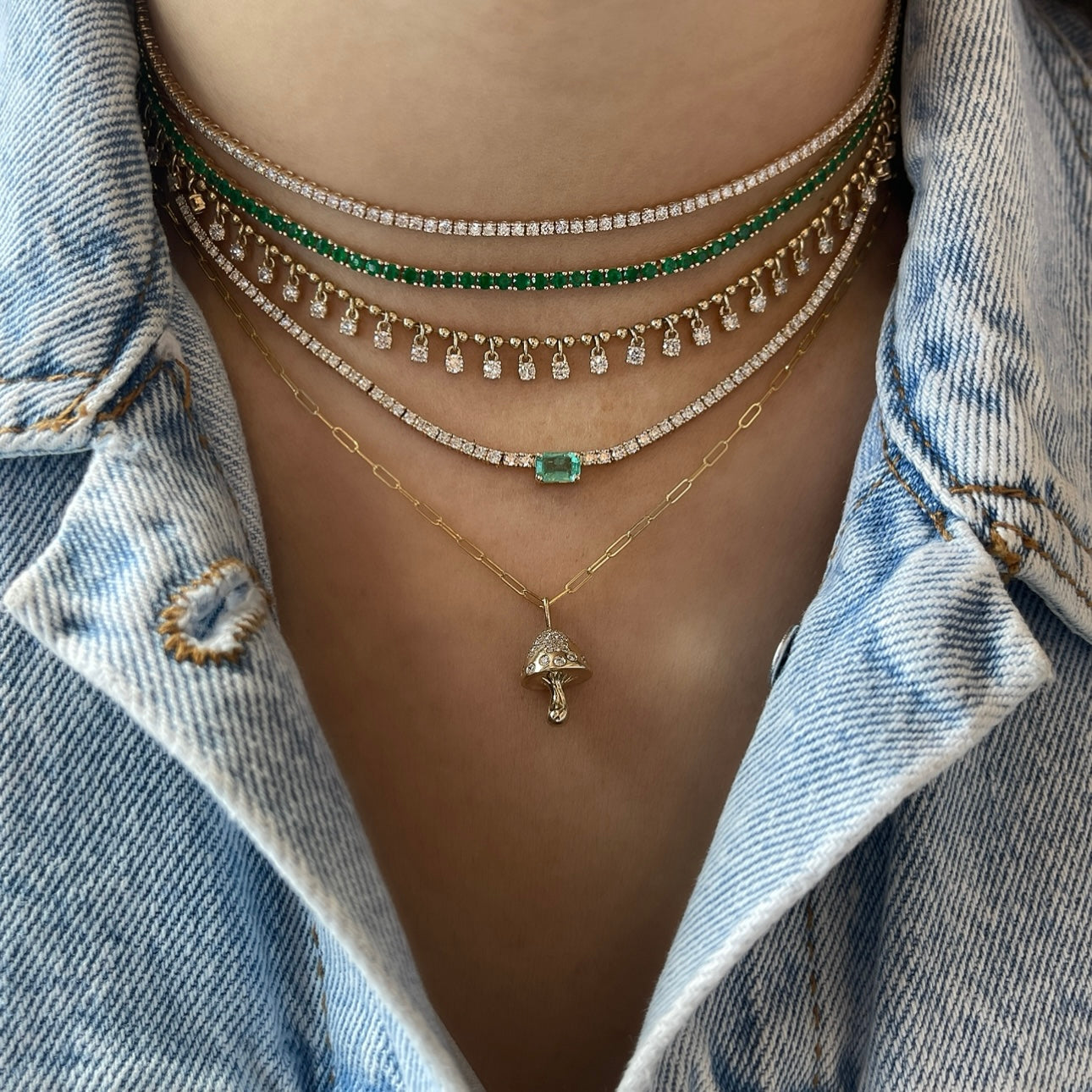 Inlay Gold Mushroom Charm