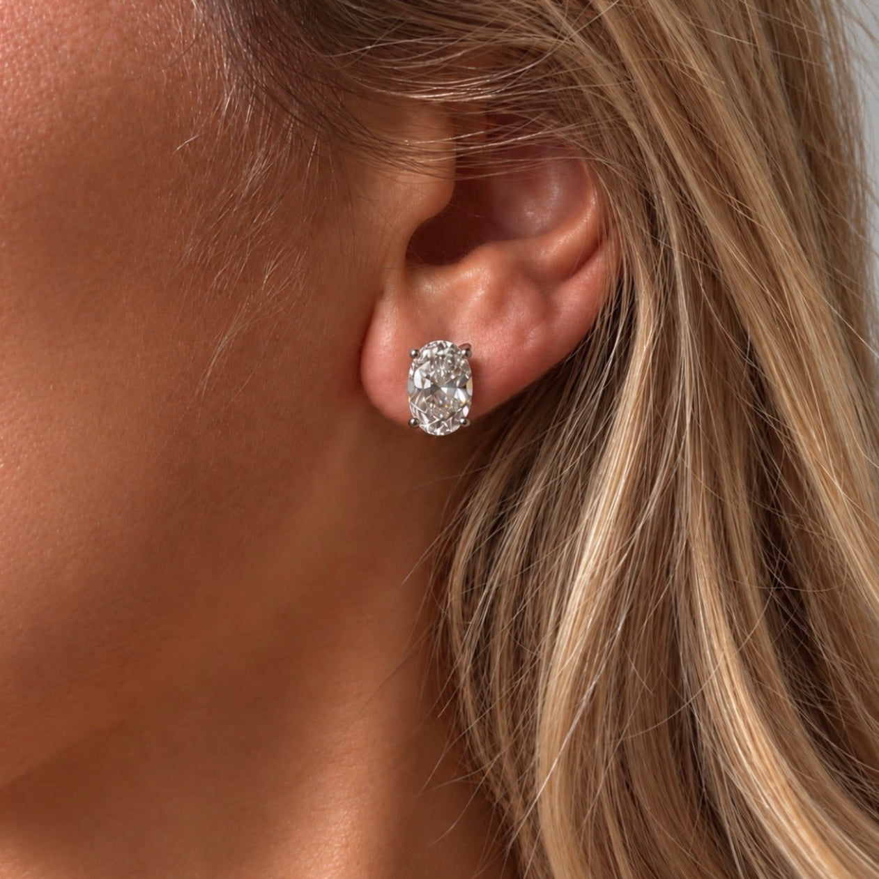 4ctw Oval Lab Diamond Studs (PAIR) - IGI Certified