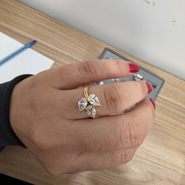 Trio Pear Lab Diamond Ring